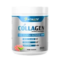 Athleto Marine Collagen|250 grams |  Pink Guava |Type 1 & Type 3 Collagen|Hydrolyzed Peptides |Hyaluronic Acid|Biotin |Vitamin C |Glucosamine